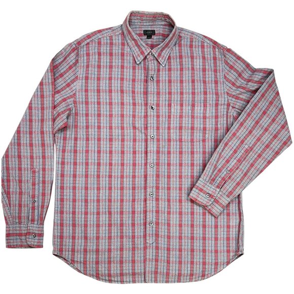 J Crew Gray Red Plaid Mid Weight Flannel Button Down Shirt - Picture 10 of 10